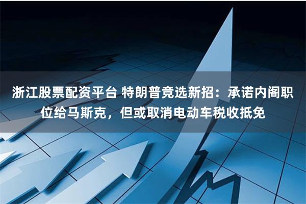 浙江股票配资平台 特朗普竞选新招：承诺内阁职位给马斯克，但或取消电动车税收抵免